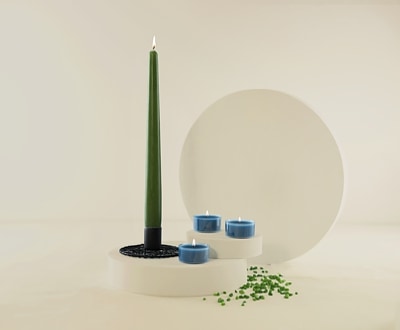 4 Handgefertigte Kerzen Voluta - 30 Cm Höhe In Weiß